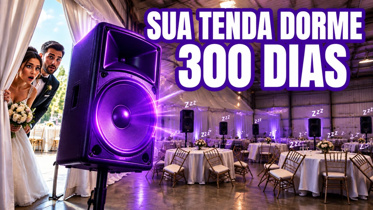 Sua tenda, seu som e suas mesas dormem 300 dias por ano — e o casamento do vizinho não acontece por falta delas